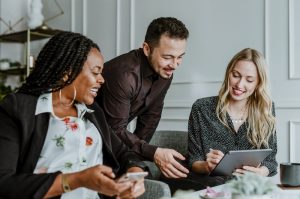 Coworkers working together